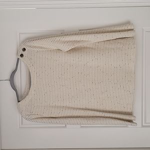 Cream Color Knitted Long-Sleeve Sweater Top, Size Medium
